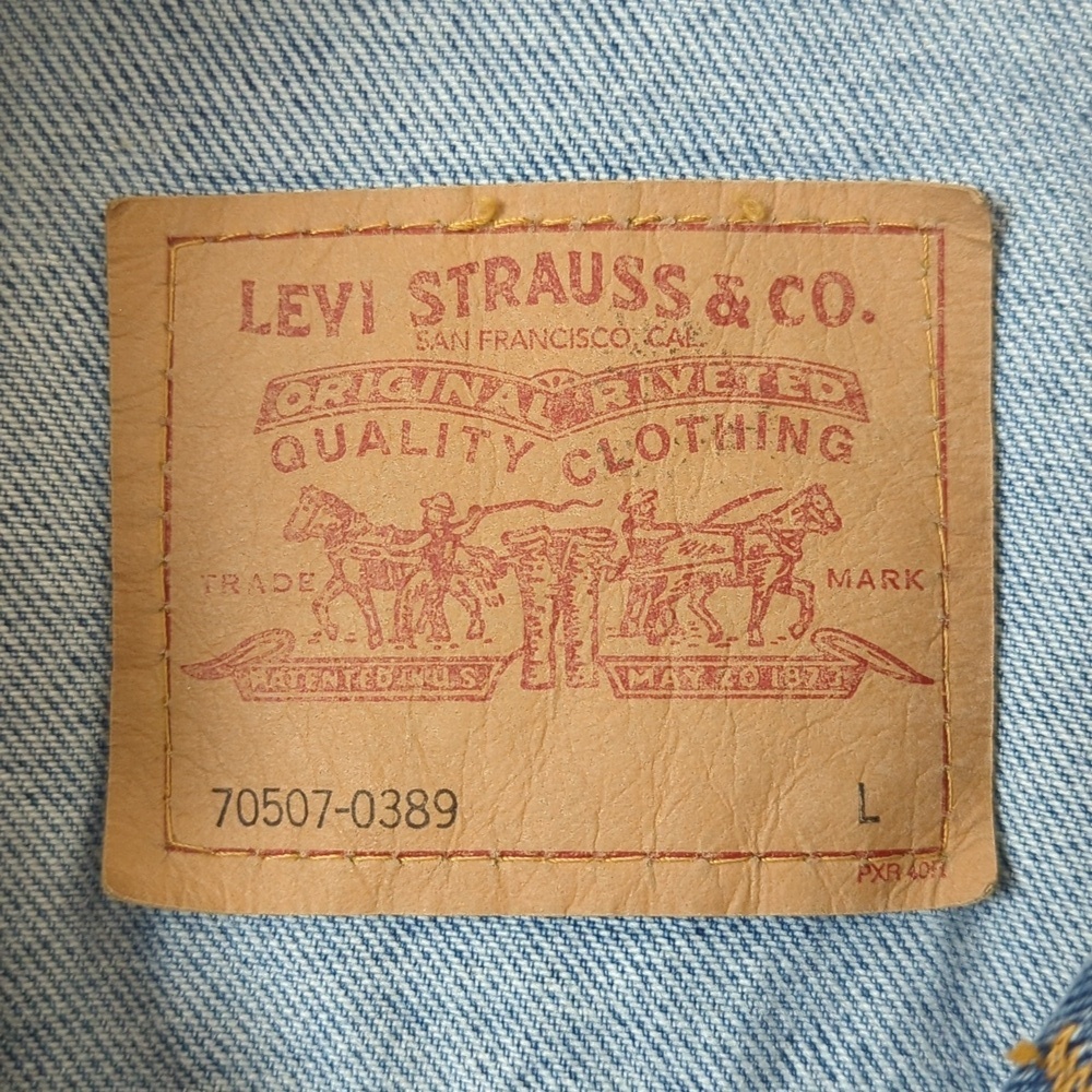 Levi's 2001 Vintage Deadstock USA American Flag Graphic Relaxed Trucker Jacket L - Picture 4 of 16
